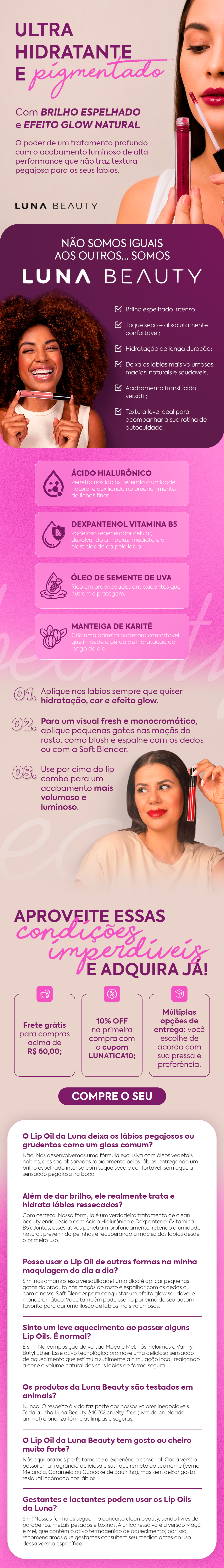 Informativo Lip Oil Luna Beauty
